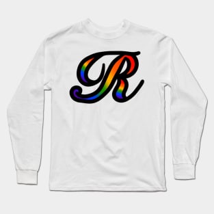 Rainbow Cursive Letter R Long Sleeve T-Shirt